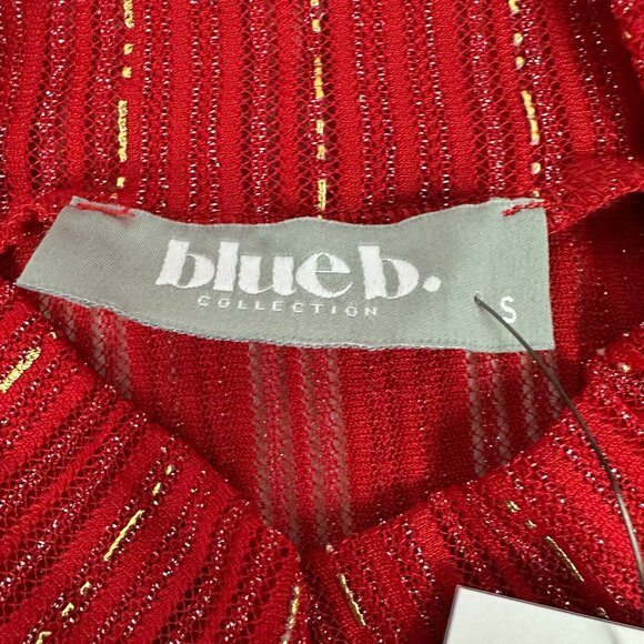 Blue b. Collection Womens Red Shimmer Long Sleeve Top Size S - Picture 3 of 5